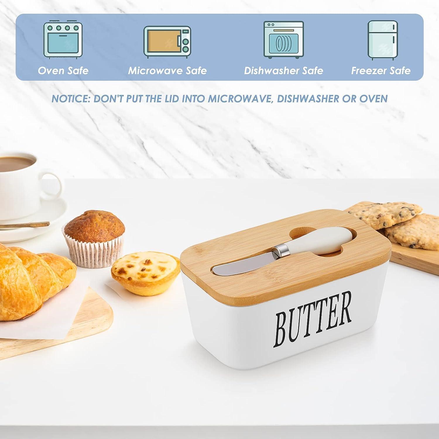 Butterdose Keramik Emaille Boot Holzdeckel Silikon-Dichtlippe 250g