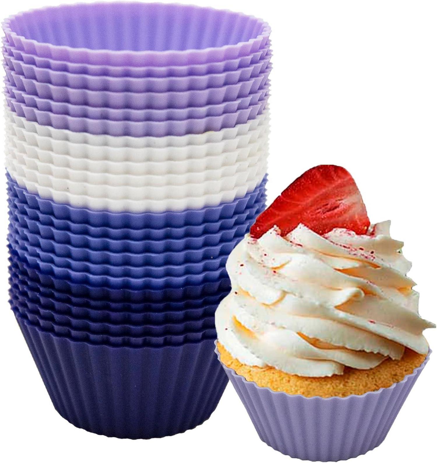 Silikon Backform Muffinförmchen antihaftbeschichtet lila - 24er Set