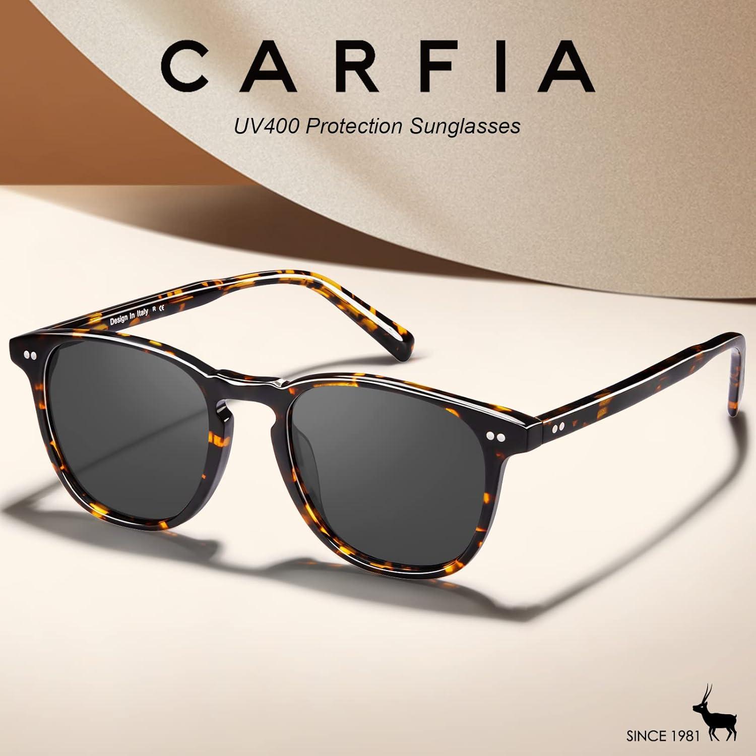 CARFIA Kleine Polarisierte Damen Sonnenbrille Vintage Acetatrahmen Brillenetui