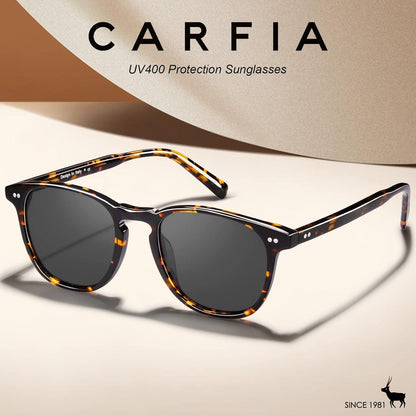 CARFIA Kleine Polarisierte Damen Sonnenbrille Vintage Acetatrahmen Brillenetui
