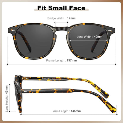 Damen Sonnenbrille Polarisiert Classic Acetat Vintage Etui Schmal