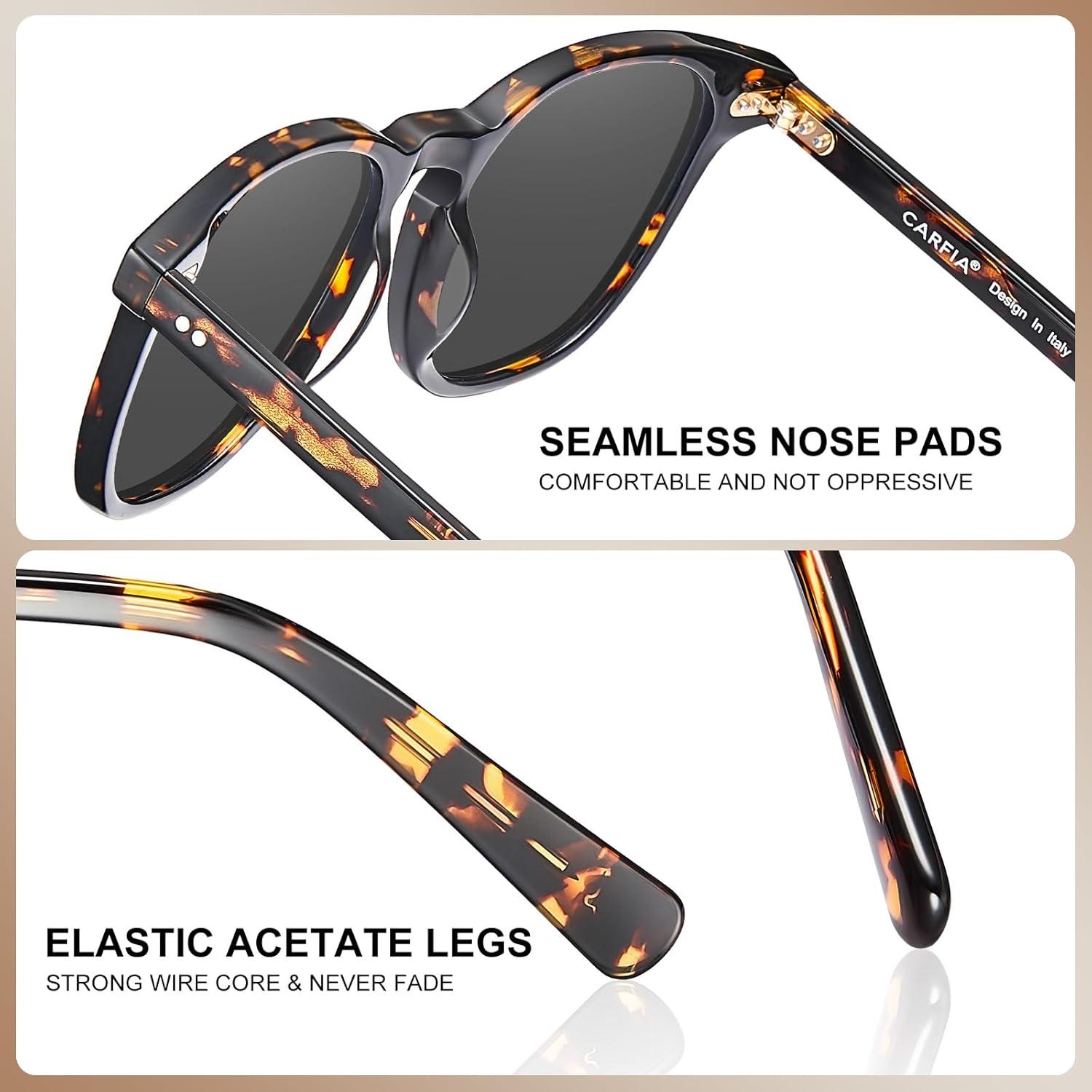 CARFIA Kleine Polarisierte Damen Sonnenbrille Vintage Acetatrahmen Brillenetui