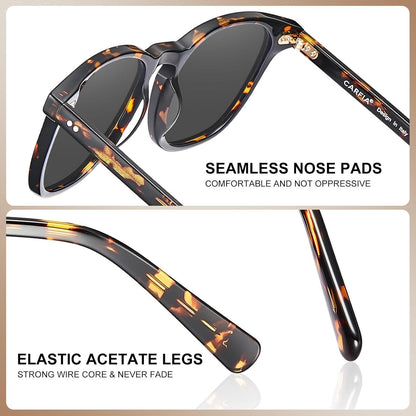 CARFIA Kleine Polarisierte Damen Sonnenbrille Vintage Acetatrahmen Brillenetui