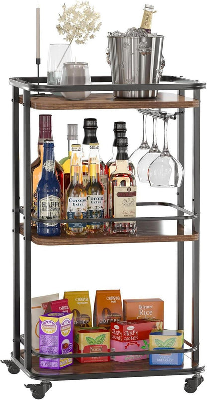 3-Tier Bar Servierwagen mit Rädern, Aufbewahrungswagen