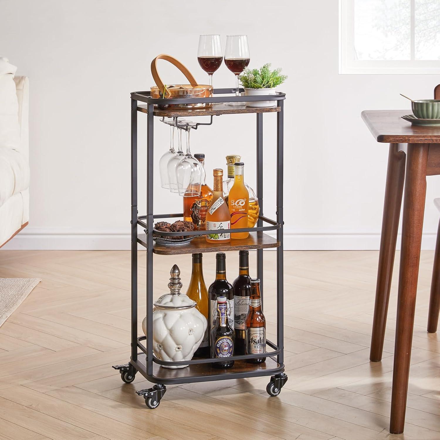 Rollender 3-Tier Servierwagen für Zuhause - Küchenwagen mit Rädern