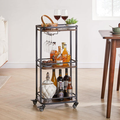 Rollender 3-Tier Servierwagen für Zuhause - Küchenwagen mit Rädern