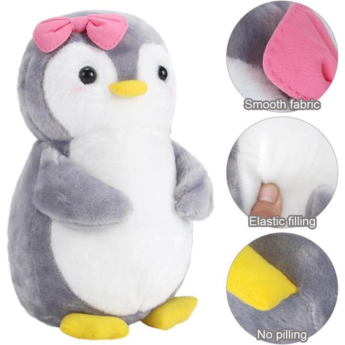 Kuscheltier Pinguin mit Schleife, 25 cm - Flauschiges Stofftier Geschenk für Mädchen