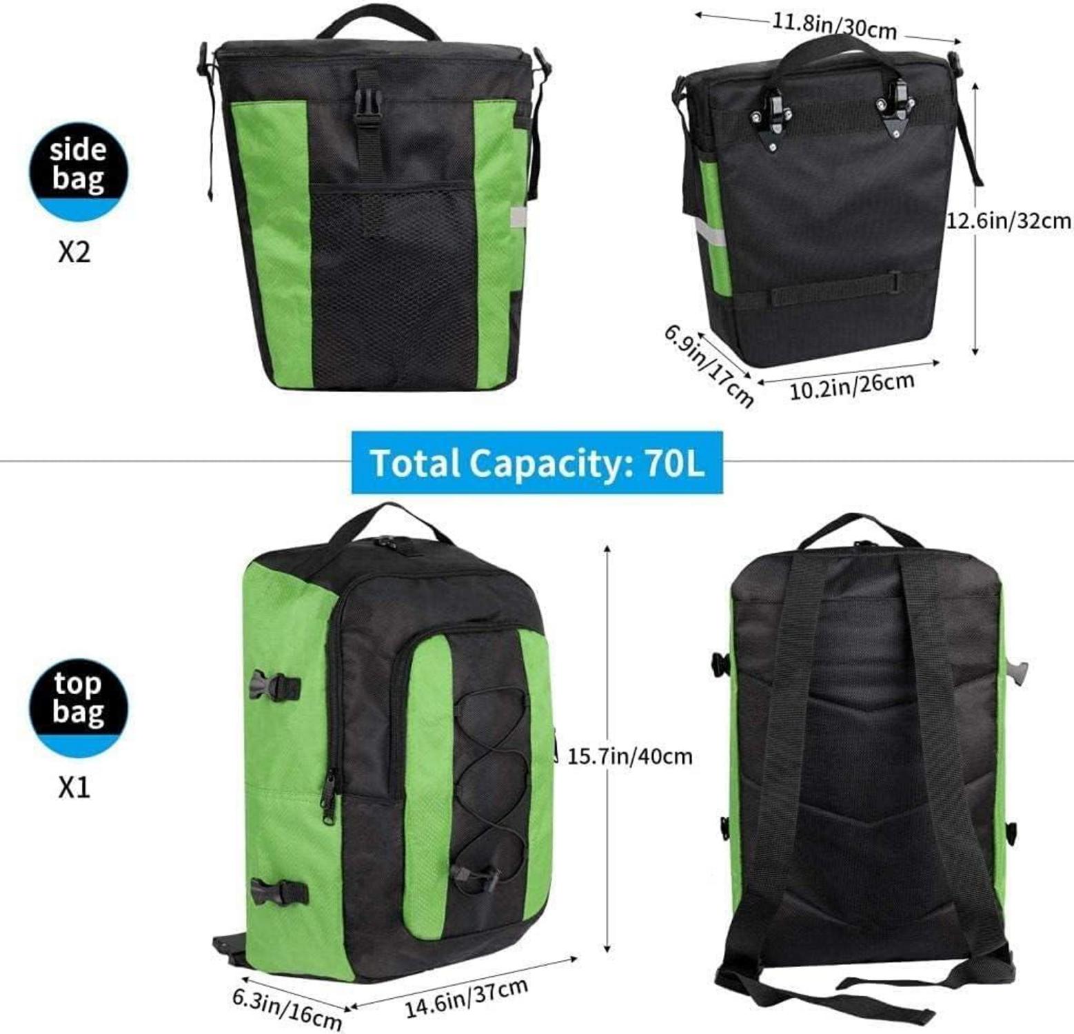 Fahrradtaschen 3-in-1 für Gepäckträger 70L wasserdichte