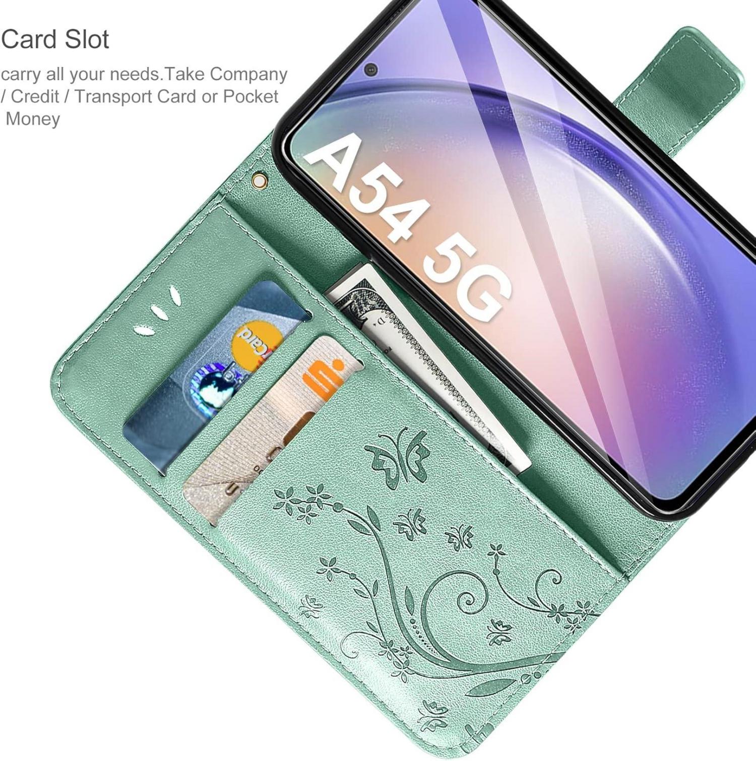 AROYI Samsung Galaxy A54 5G Lederhülle Schutzhülle Hellgrün