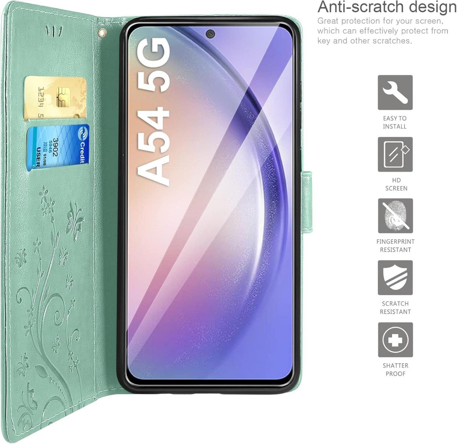 Lederhülle für Samsung Galaxy A54 5G mit Schutzfolie und