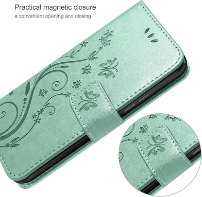 Samsung Galaxy A54 5G Leder Flip Wallet Hülle mit Schutzfolie Hellgrün