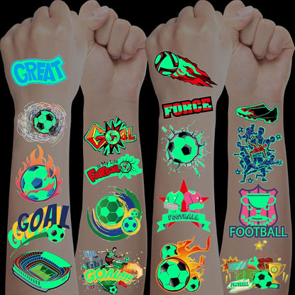 Leuchtende Fußball Tattoos für Kinder, Set mit 10 Blättern