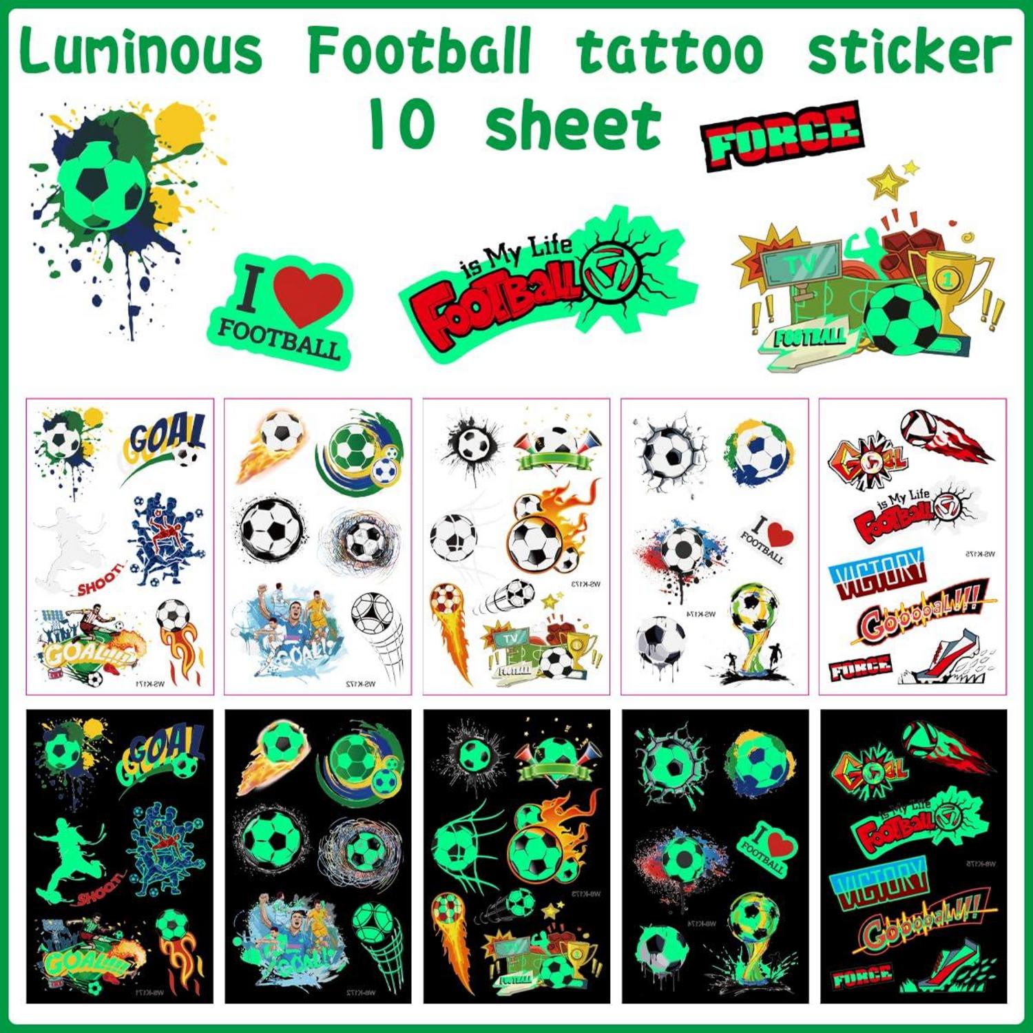 Fußball Leucht Tattoos Kinder 10 Blätter Jungen Geschenke Mitgebsel