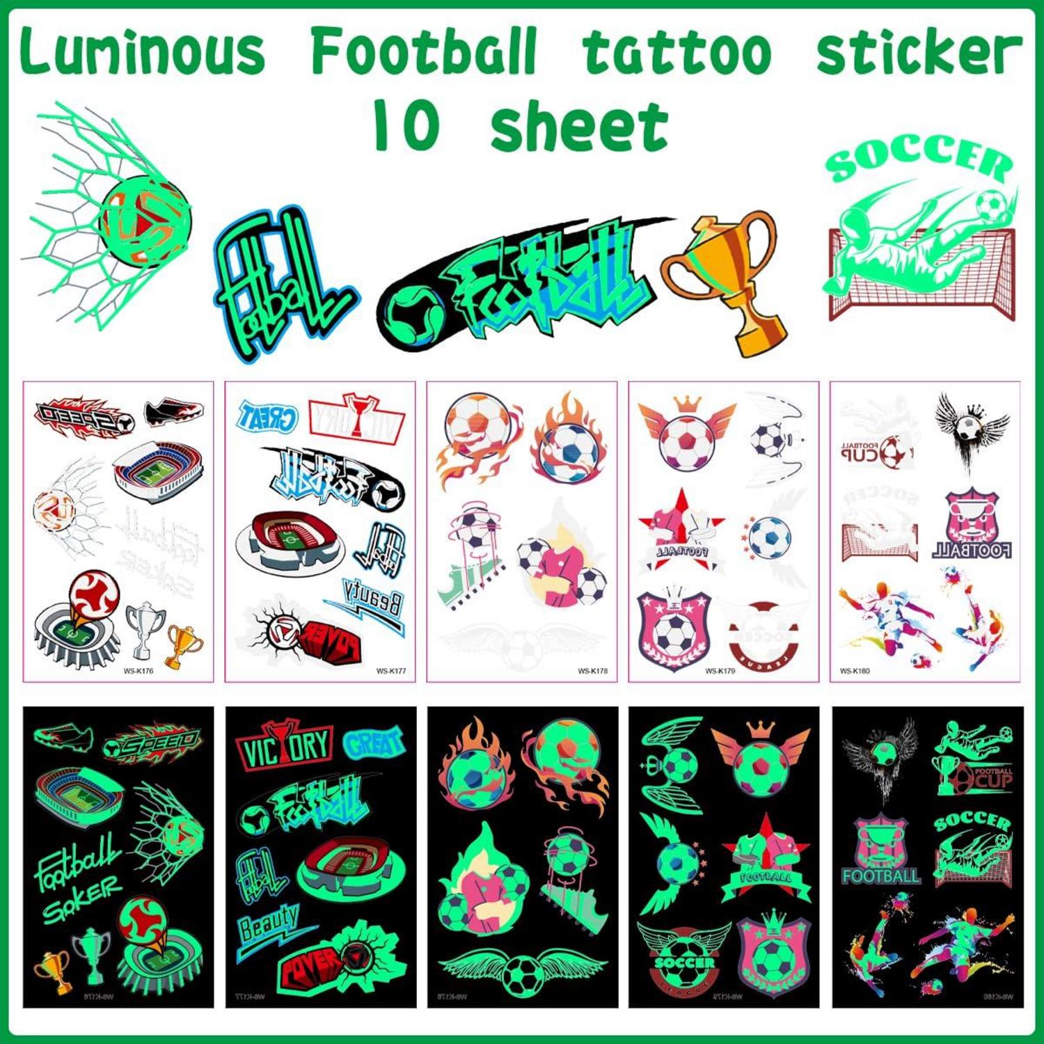 Leuchttattoos Fußball Kinder 10 Blätter Tattoo Jungen Fussball