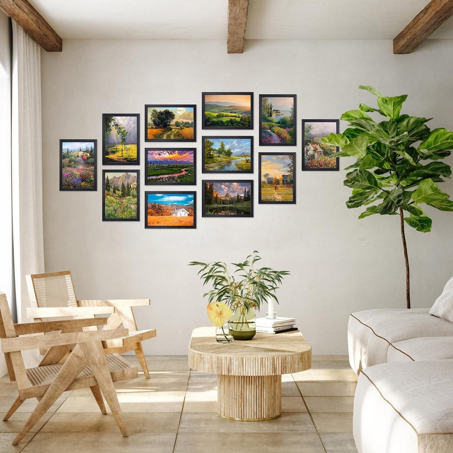 12er Set Schwarze Bilderrahmen DIN A4 für Fotos und Bilder, Fotorahmen Collage