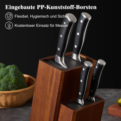ENOKING Messerblock aus Akazienholz mit Kunststoffborsten