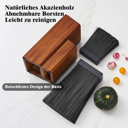 Messerblock Akazienholz Messerhalter Kunststoffborsten Universal Küche