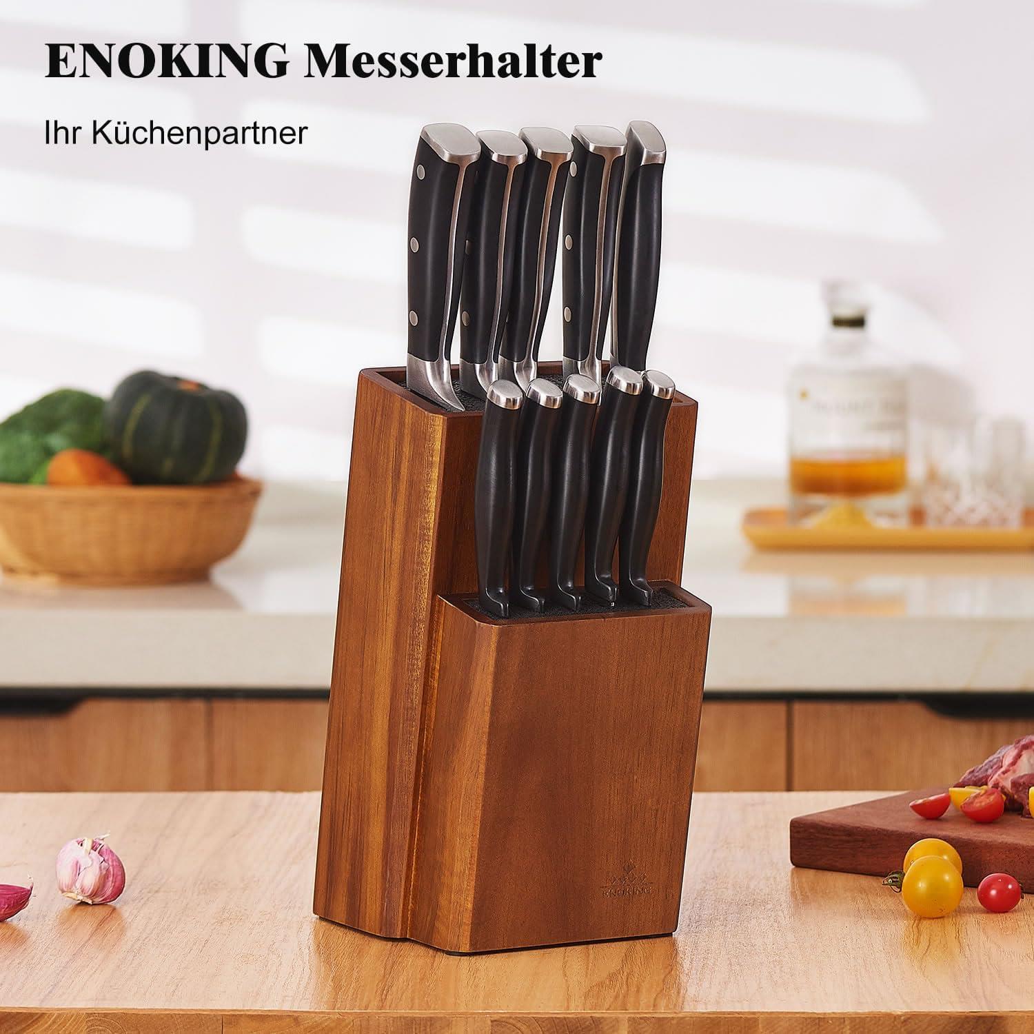 Messerblock Akazienholz mit Abnehmbaren Kunststoffborsten Universal