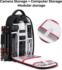 Fotorucksack wasserdicht Kameratasche mit Laptopfach Schwarz