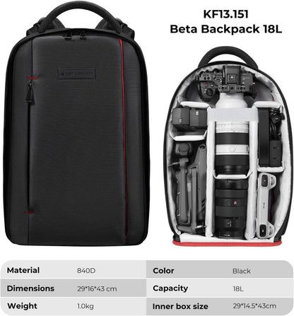 K&F Concept Fotorucksack wasserdicht mit Laptopfach für SLR Kamera - Schwarz