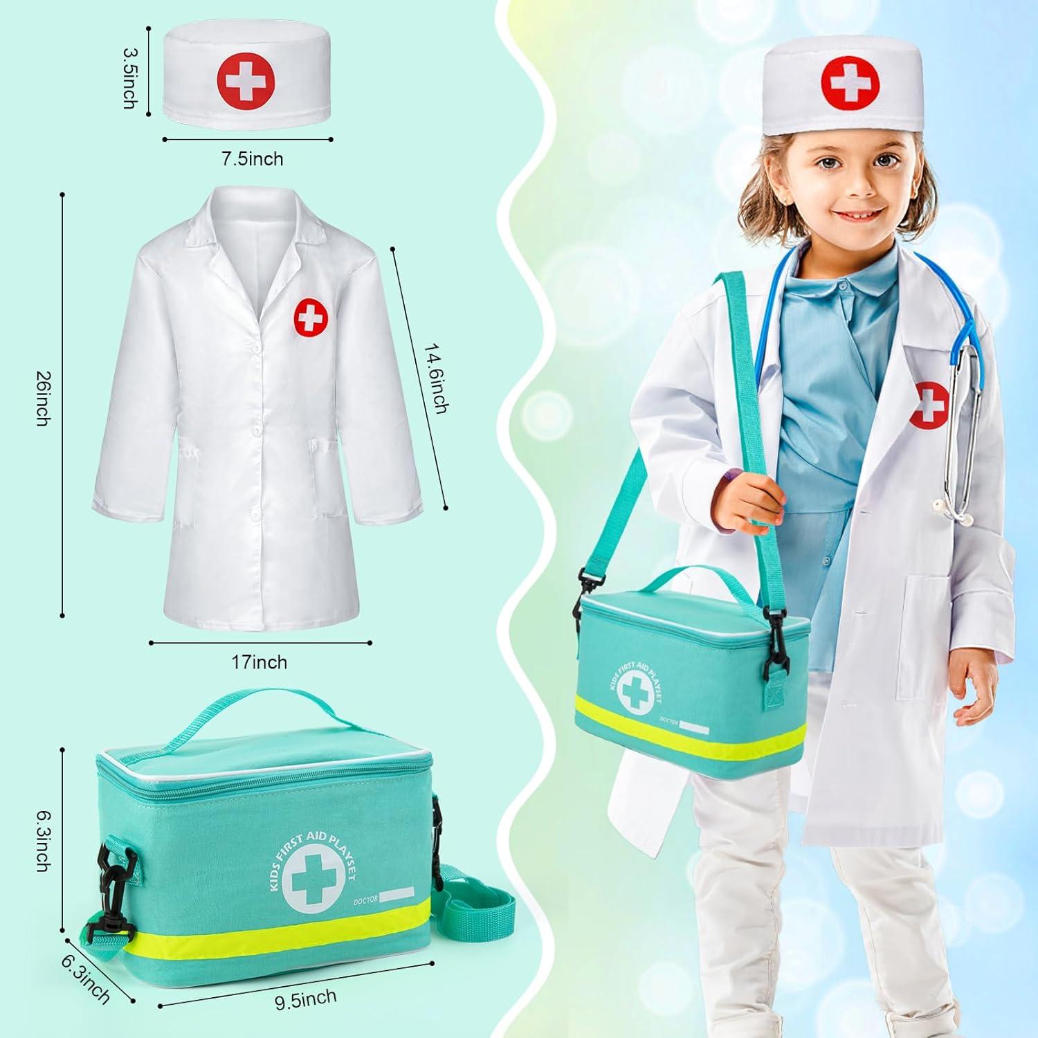 Arztkoffer Kinder Holz Spielset mit echtem Stethoskop & Thermometer