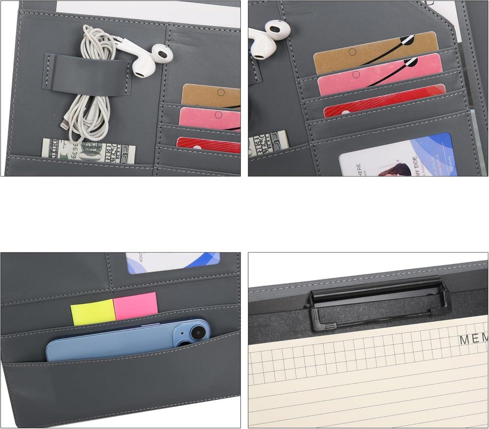 Wason A4 PU-Leder-Dokumentenmappe mit Klemmbrett und Notizblock, Braun