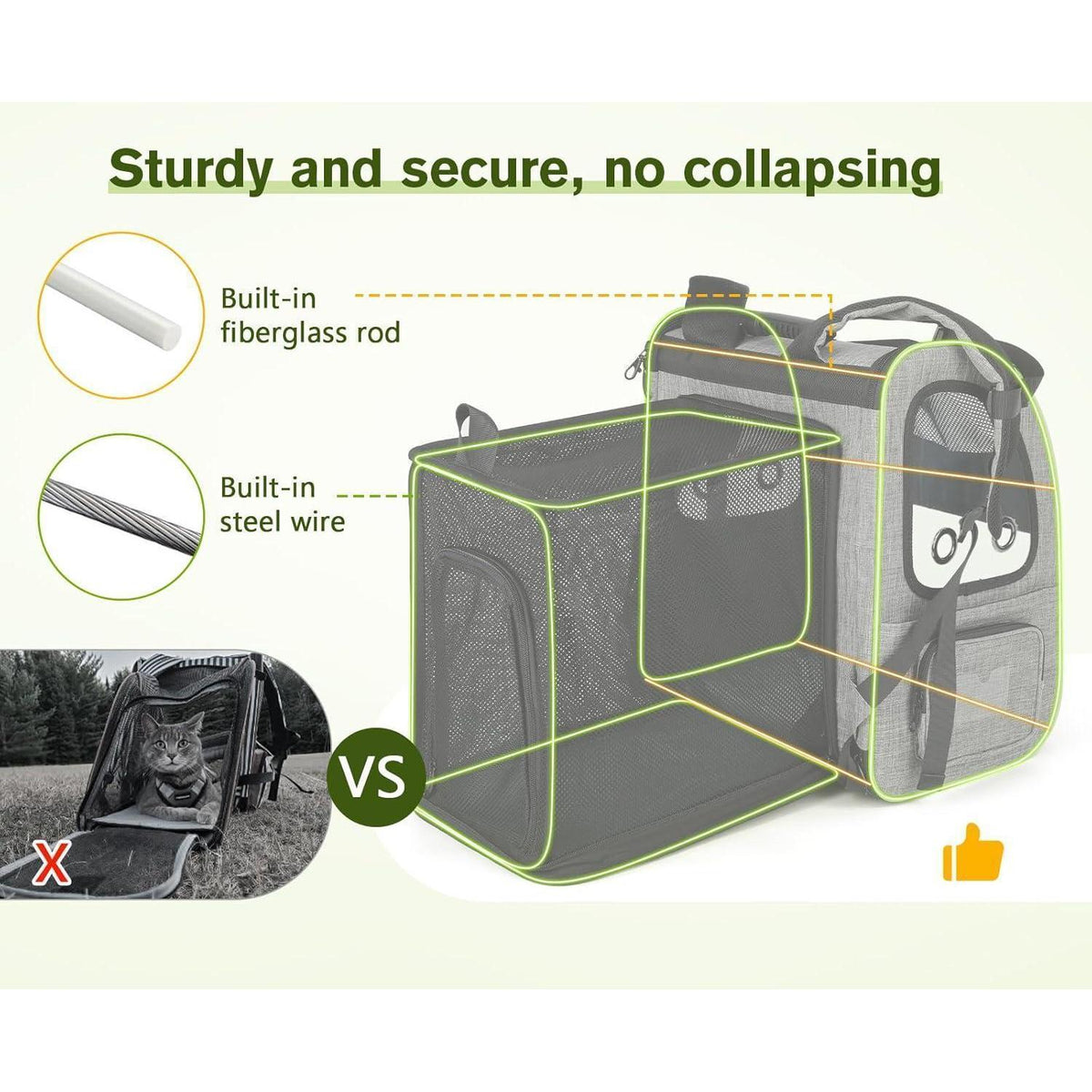 Erweiterbarer Haustier-Rucksack XL für Hunde & Katzen mit Fenster