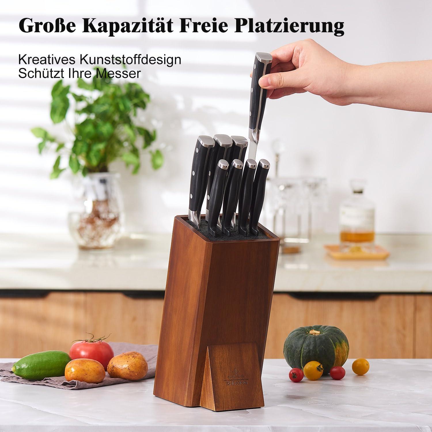 Messerblock Akazienholz abnehmbaren Kunststoffborsten