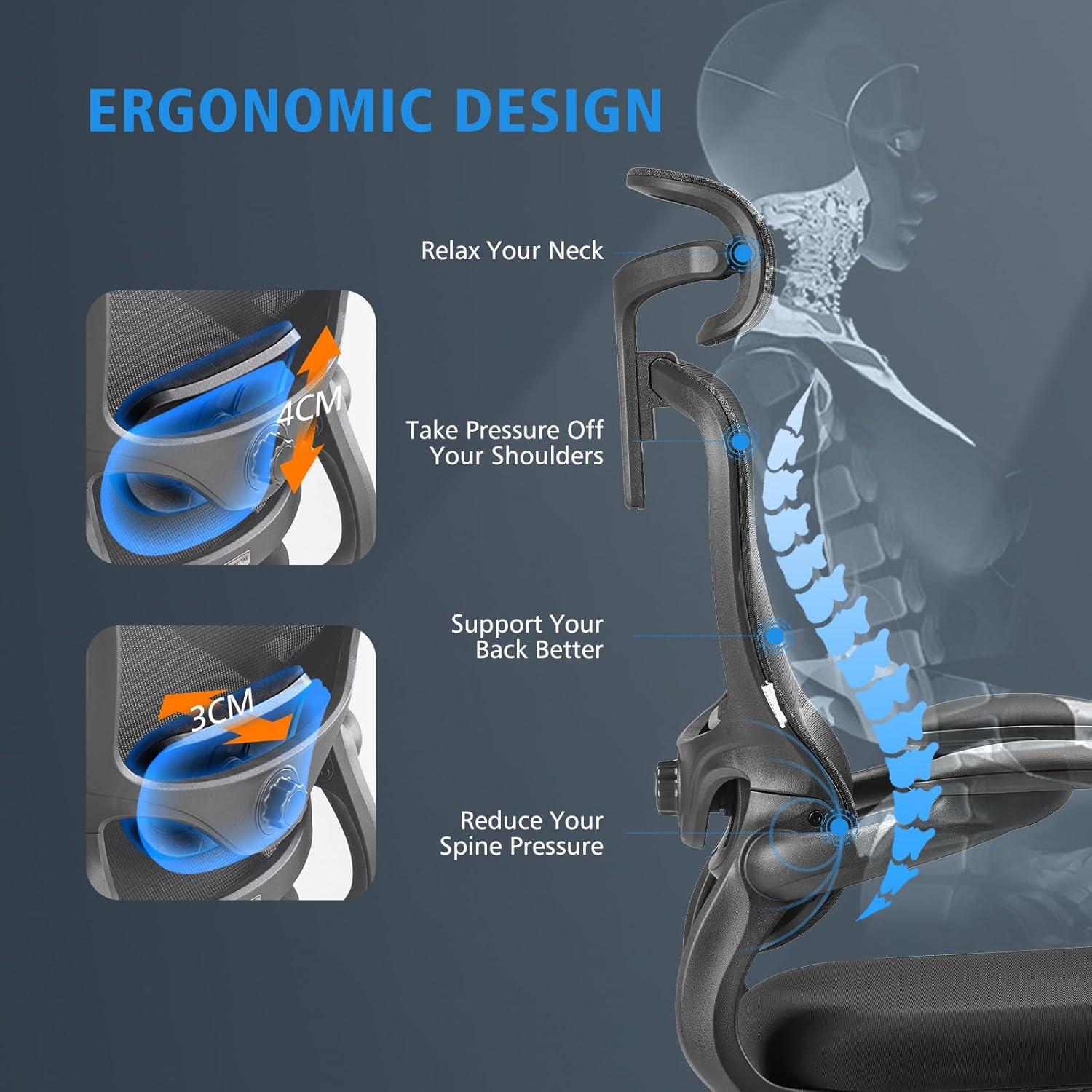 Ergonomischer Bürostuhl mit verstellbarer Kopfstütze