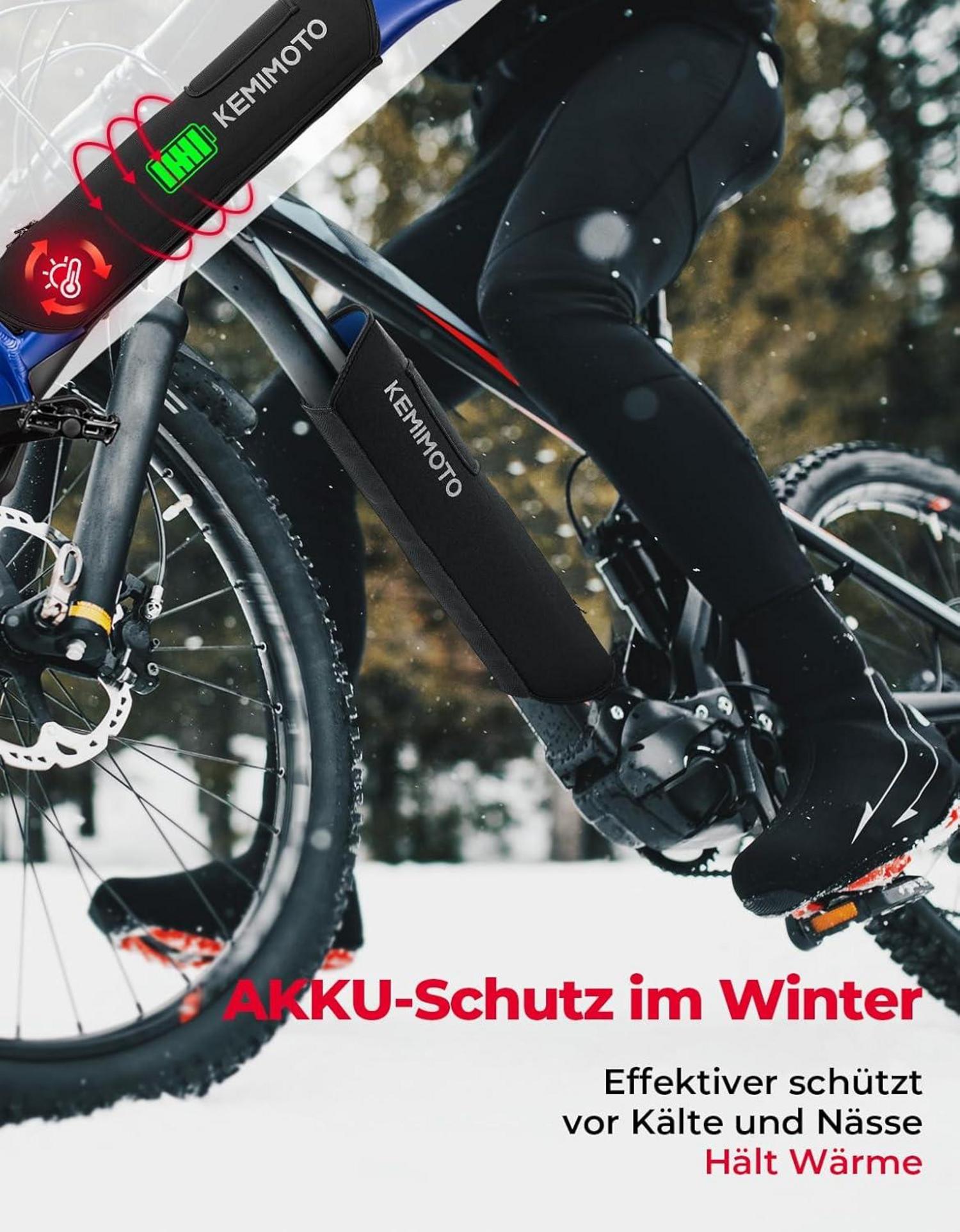 E-Bike Akku Schutzhülle 4,5mm Neopren 26-38cm Umfang, wasserfest, robust, Reflektor
