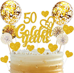 Goldene Hochzeit Tortendeko Set Glitzer 50. Geburtstag Cake Topper