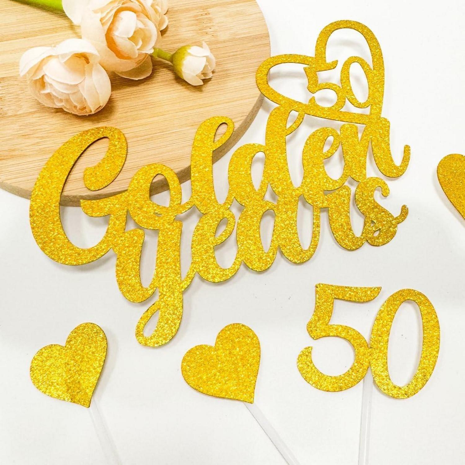 Goldene Hochzeit Tortendeko Set Glitzer 50. Geburtstag Cake Topper
