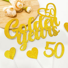Goldene Hochzeit Tortendeko Set Glitzer 50. Geburtstag Cake Topper