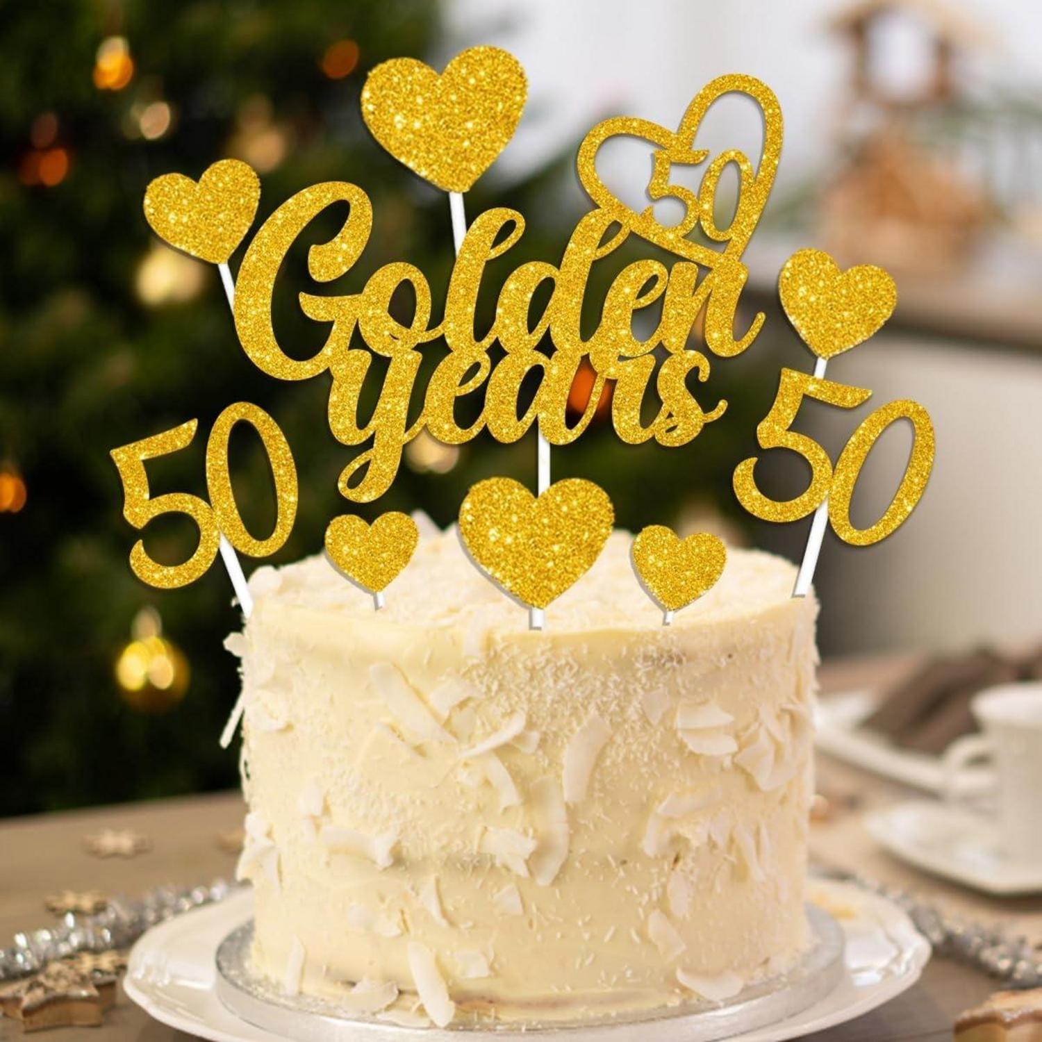 Goldene Hochzeit Tortendeko 50 Jahre Cake Topper Glitzer GoldENE 50. Geburtstag