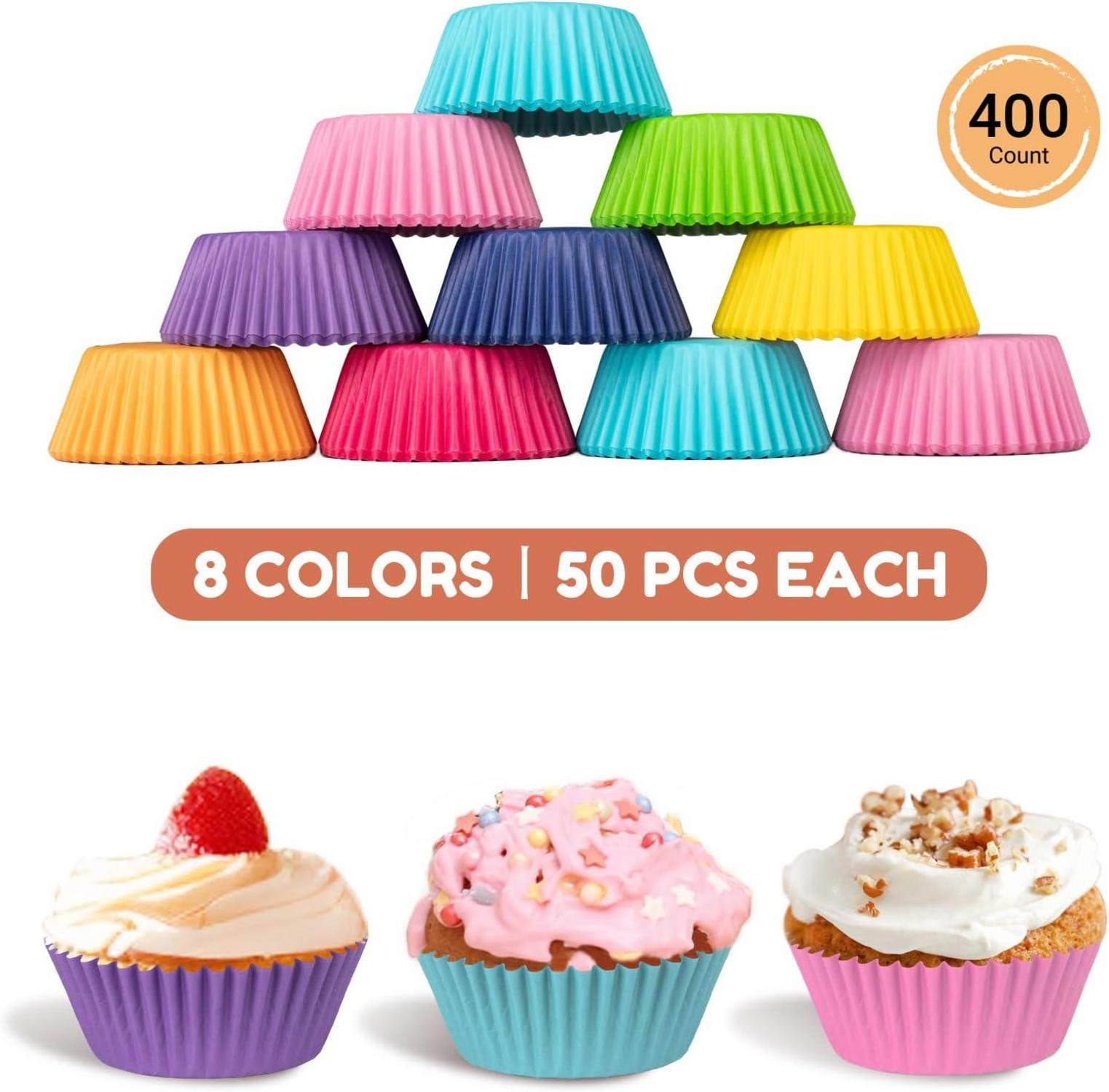 400er Set Bunte Papier-Cupcake-Förmchen Standardgröße 5cm