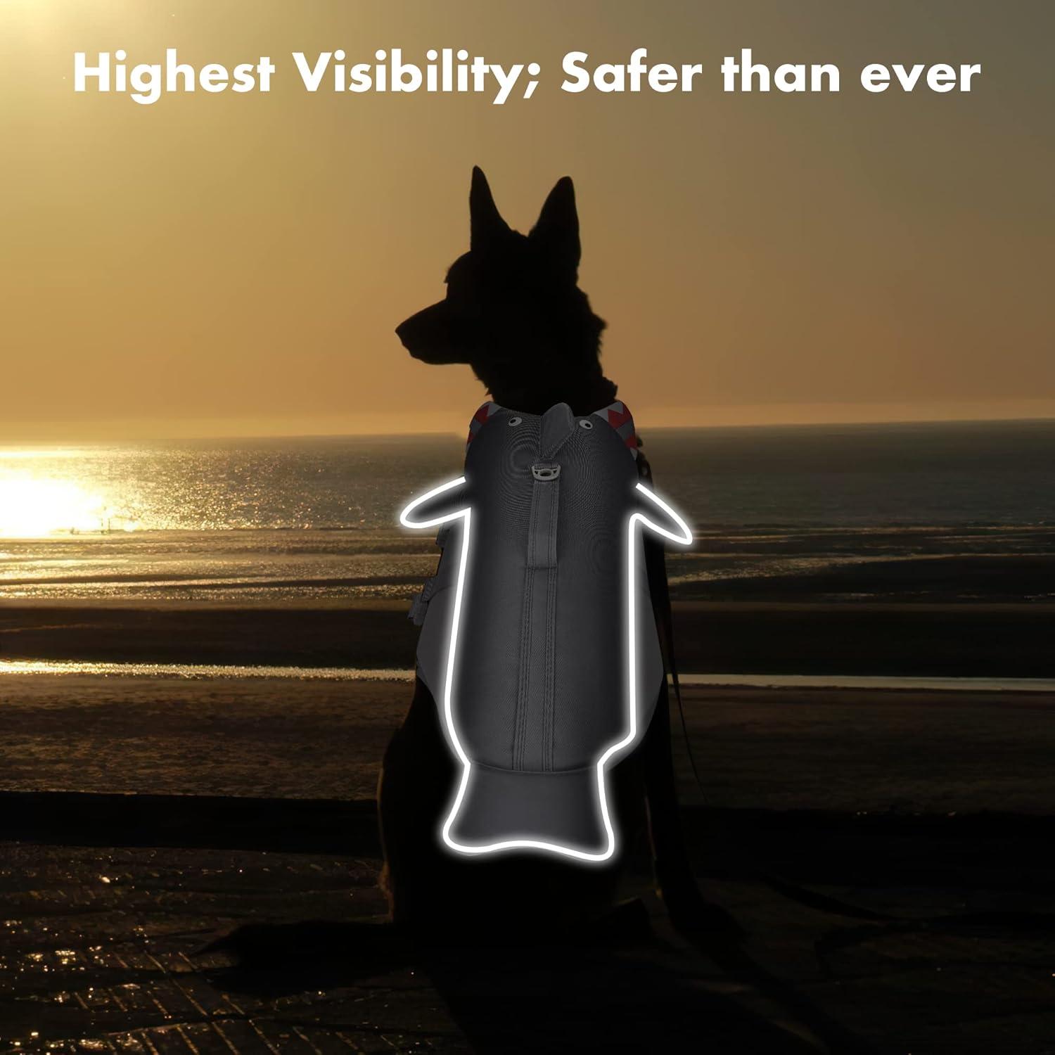 Schwimmweste Hunde Hai Schwimmweste mit Griff Reflektierend für Kleine
