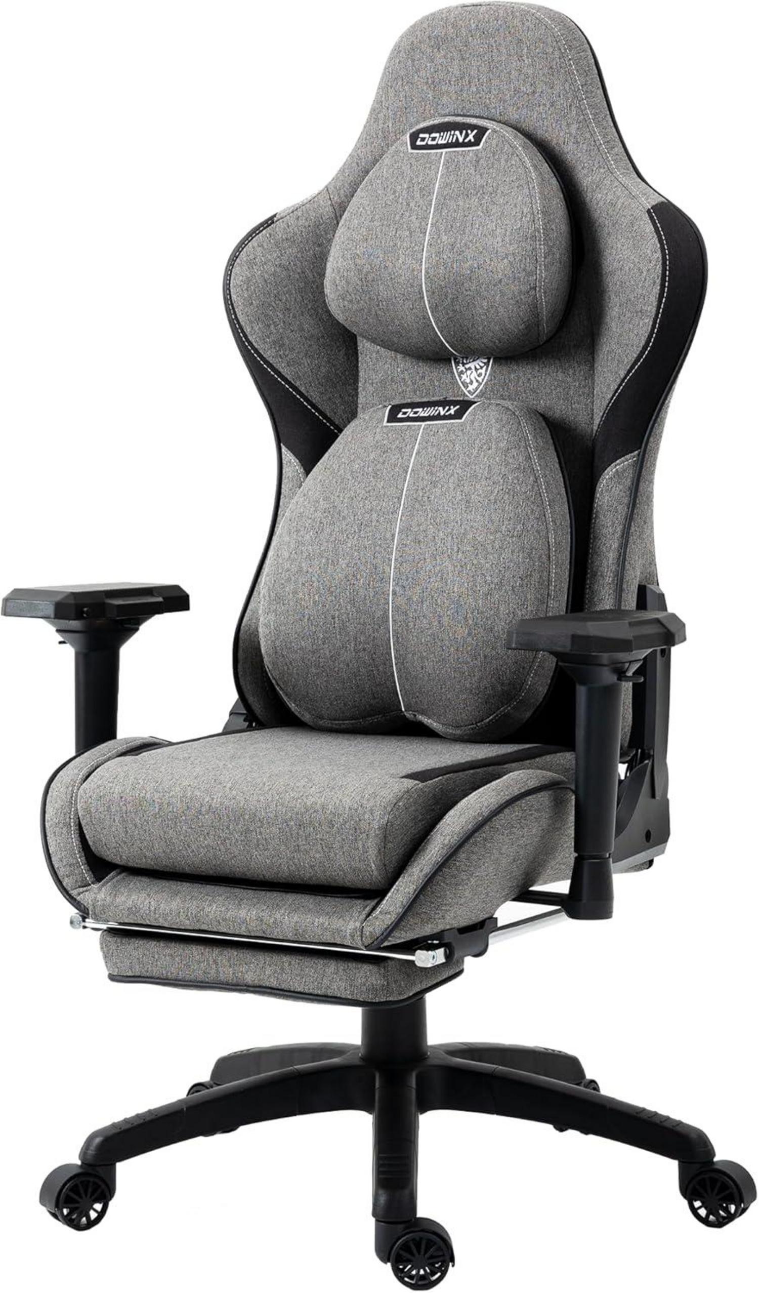 Ergonomischer Gaming Stuhl Stoff mit Massage Grau