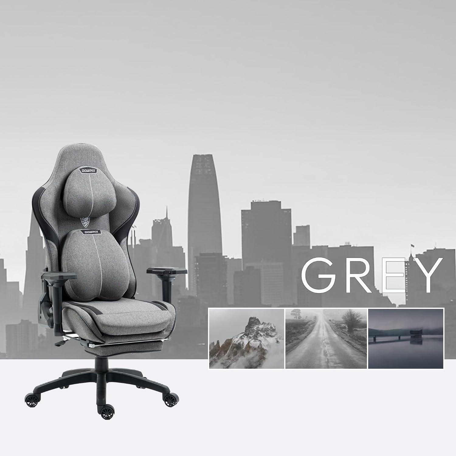 Dowinx Gaming Stuhl Stoff ergonomisch mit Massage Grau