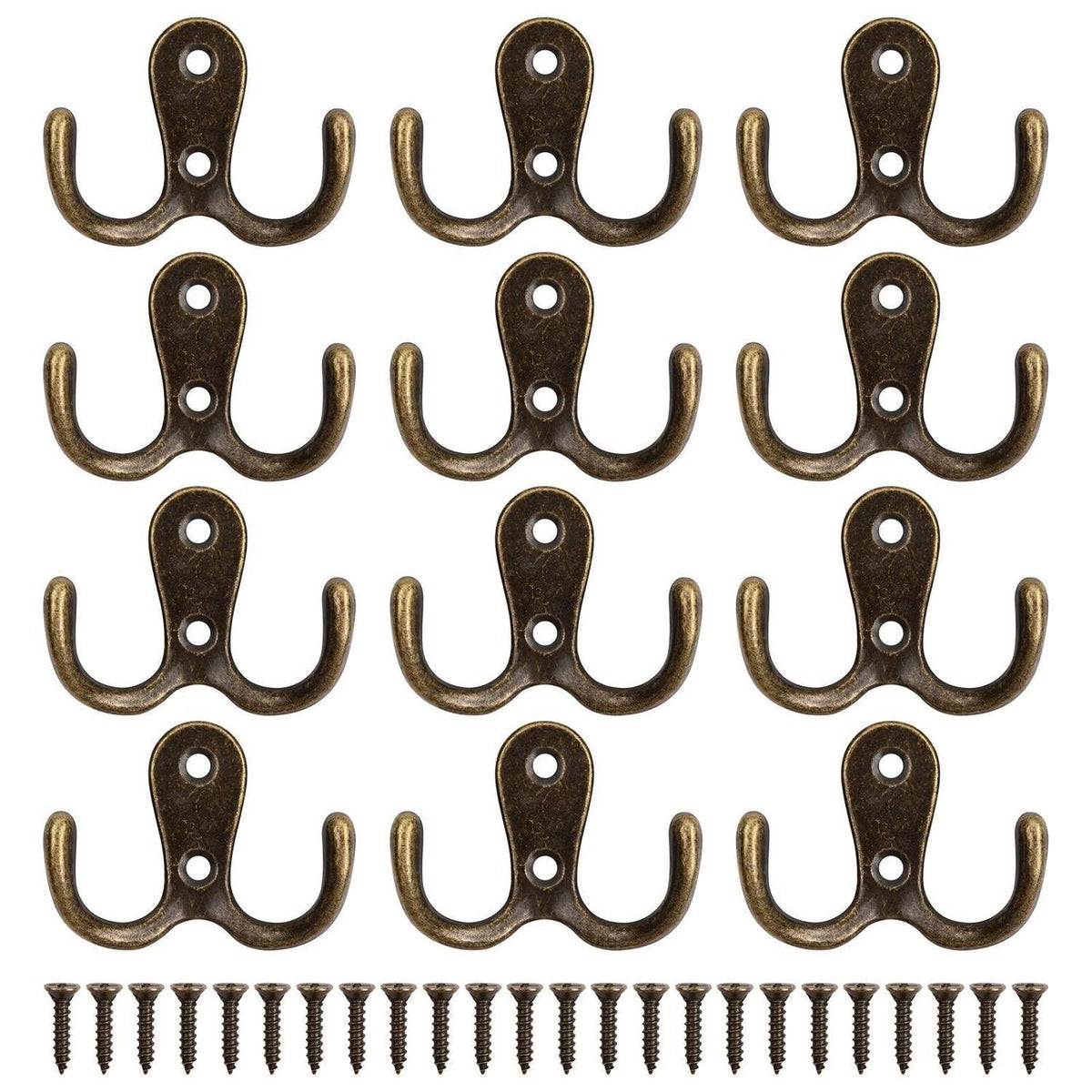 Kleiderhaken 12er Set Doppelhaken Vintage Bronze