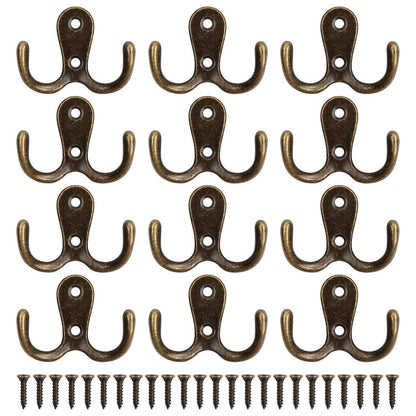 Kleiderhaken 12er Set Doppelhaken Vintage Bronze