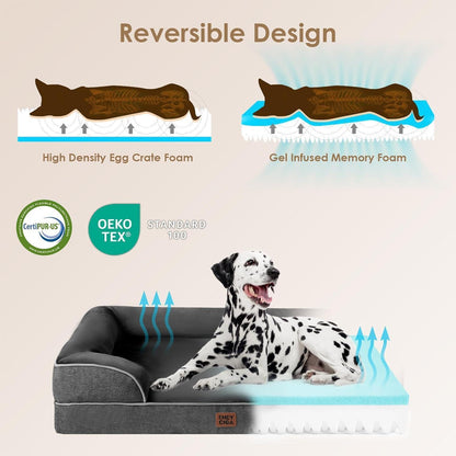 Orthopädisches Hundebett XXL mit Memory Foam, Dunkelgrau