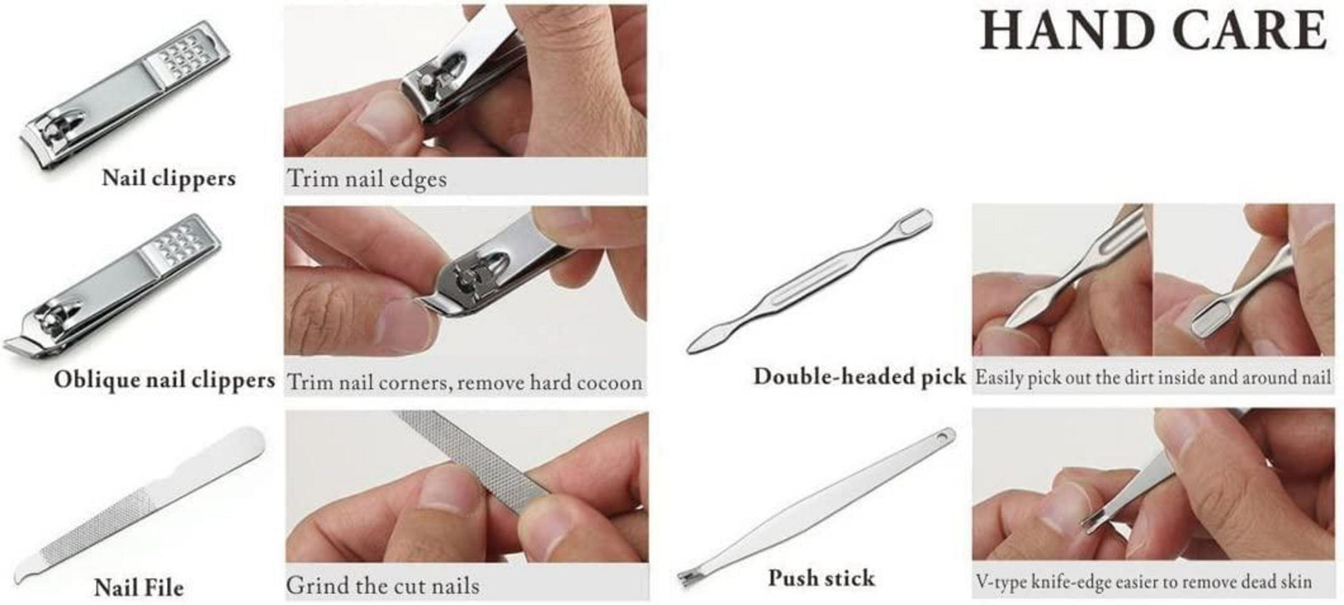 Professionelles Maniküre Pediküre Set 12-tlg. Edelstahl Nagelpflege Kit