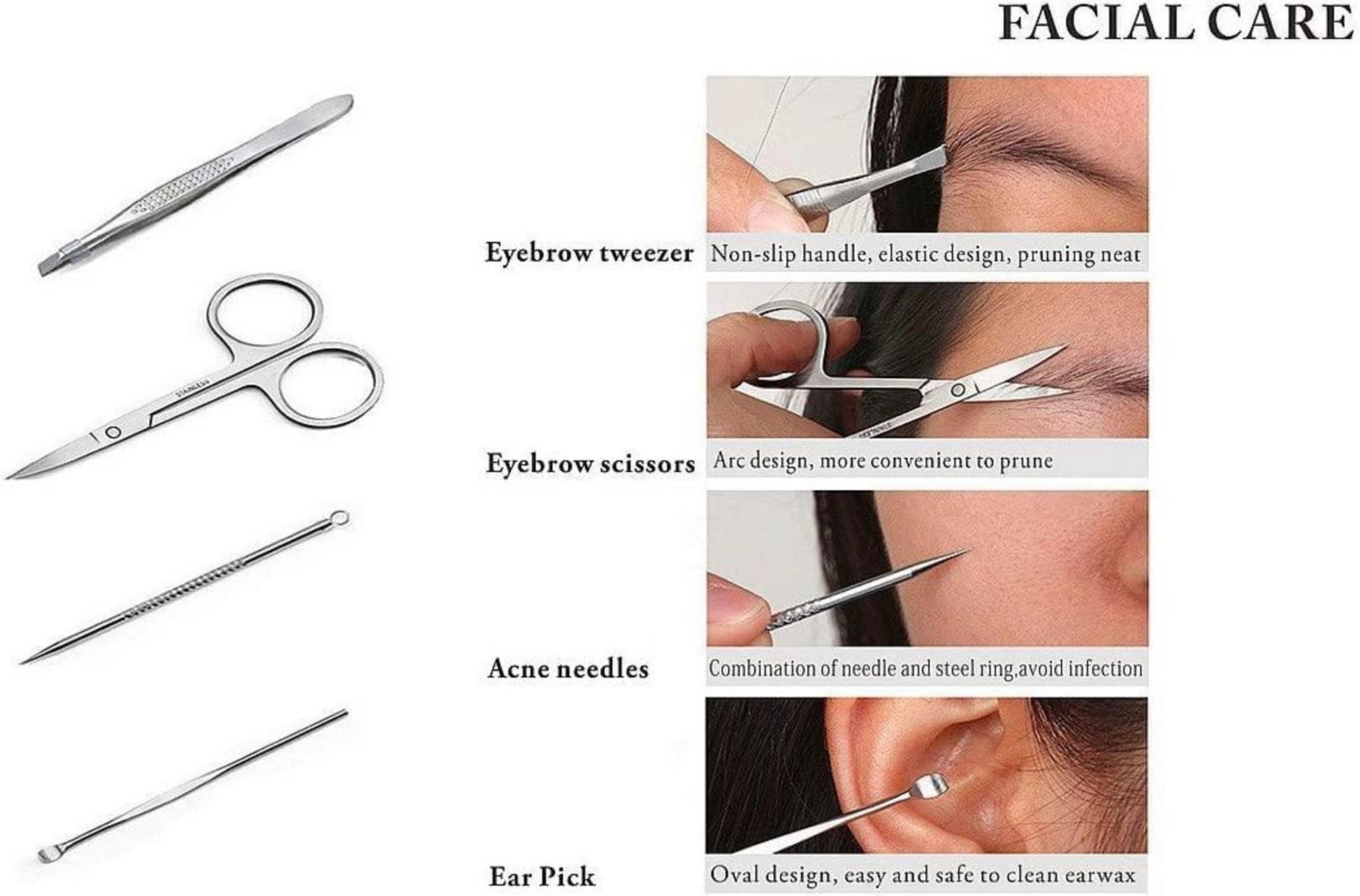 Professionelles Maniküre Pediküre Set 12-tlg. Edelstahl Nagelpflege Kit