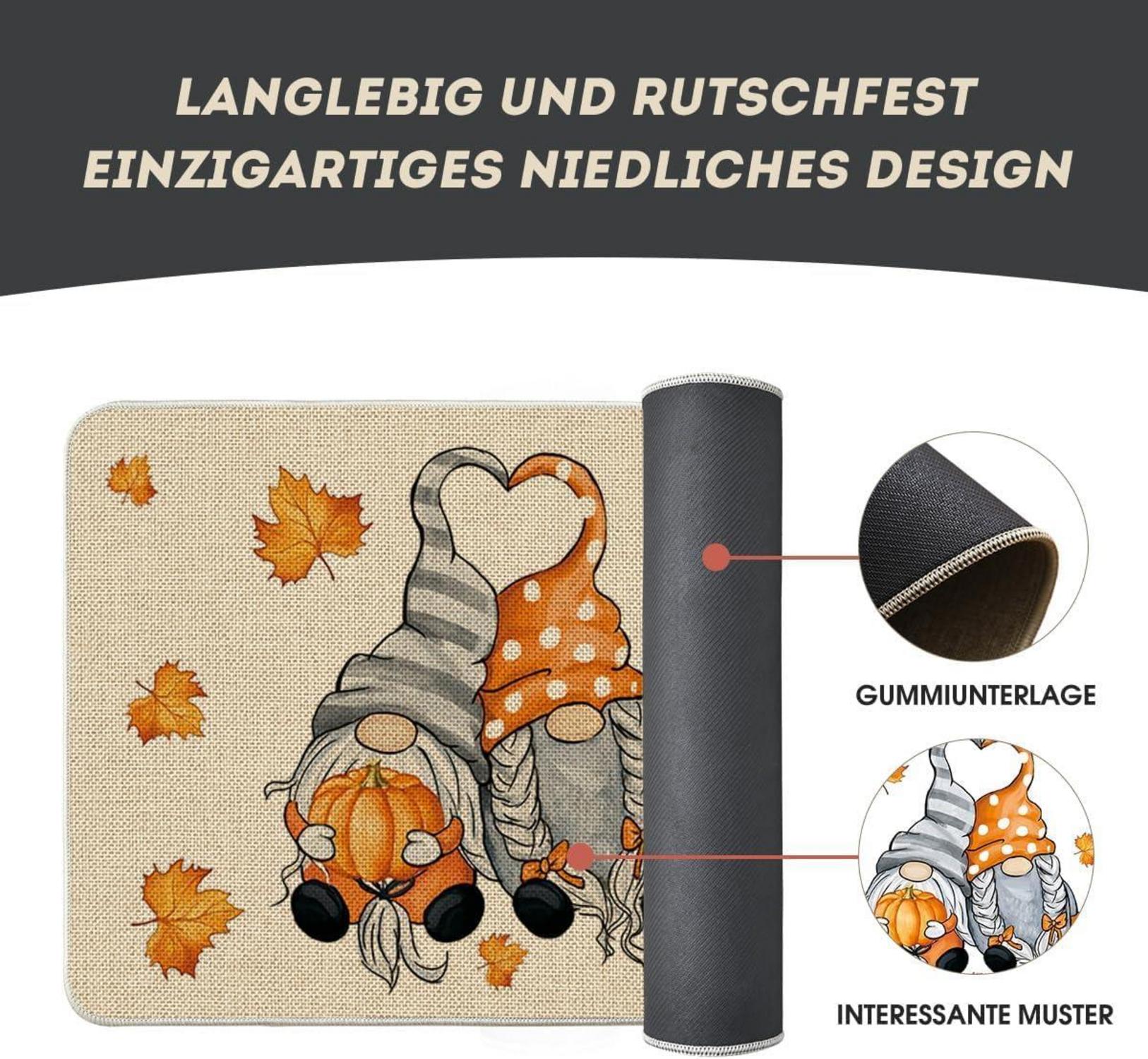 Herbst Gnom Fußmatte Ahornblätter Kürbisse Dekor 40x60 cm