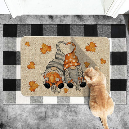 Herbst Gnom Fußmatte Ahornblätter Kürbisse Dekor 40x60 cm
