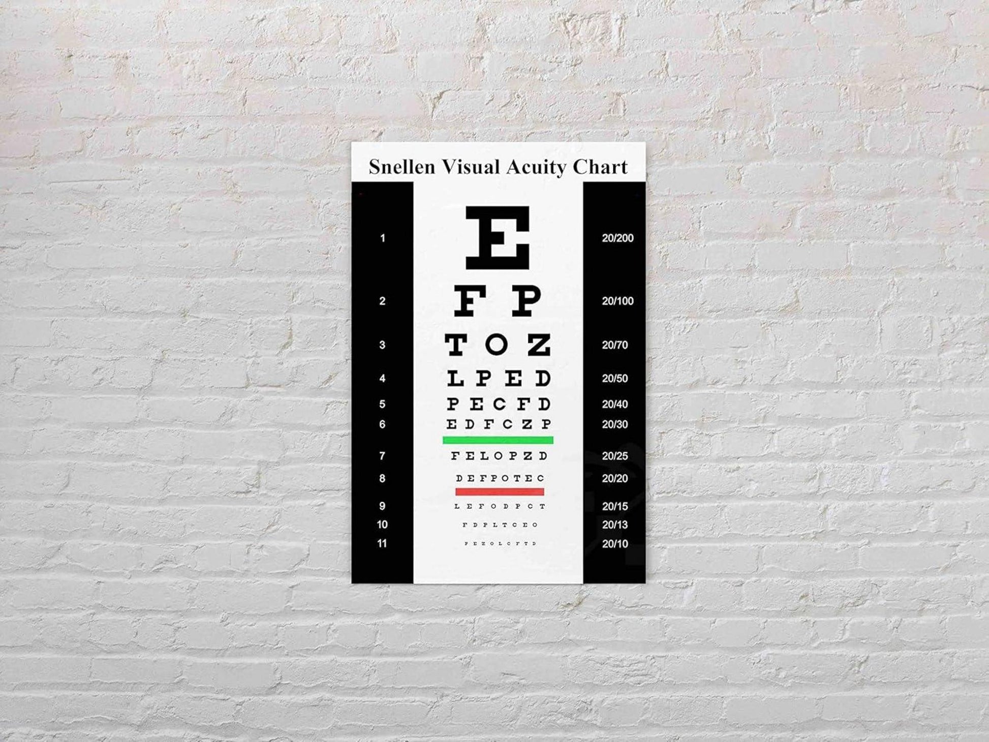 Yiruhe Snellen Visus-Chart Wanddekoration 20cm x 30cm - Rostfrei und langlebig - Zuhause, Büro