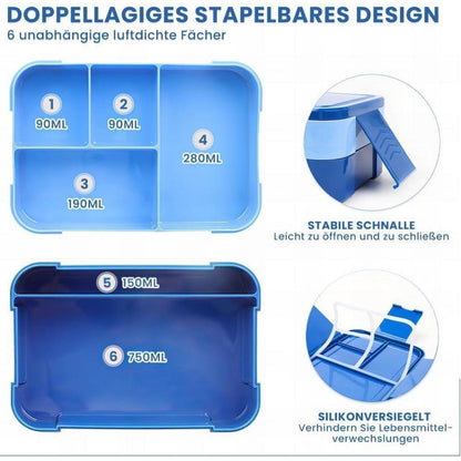 Bugucat Brotdose Kinder Lunchbox Auslaufsicher 1550ML 6