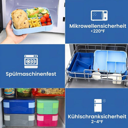 Bugucat Brotdose Kinder 1550ML Lunchbox 6 Fächer Blau BPA-frei