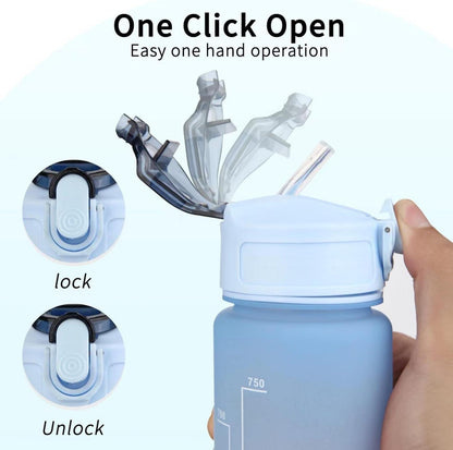 Fahrrad Flaschenhalter Set mit 750ML Sport-Wasserflasche & Käfig