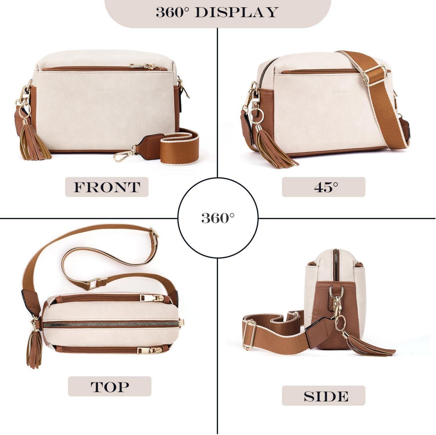 Damen Umhängetasche Veganleder Crossbody Schultertasche mit 3